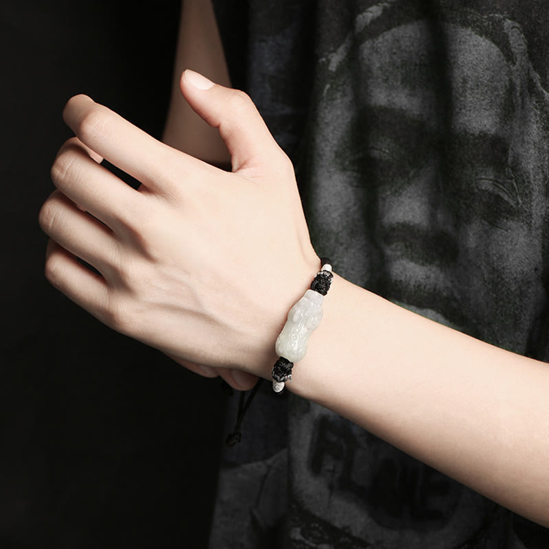 Buddha Stones Handgefertigtes geflochtenes Armband aus PiXiu-Glück und Wohlstand aus natürlicher Jade - image 3