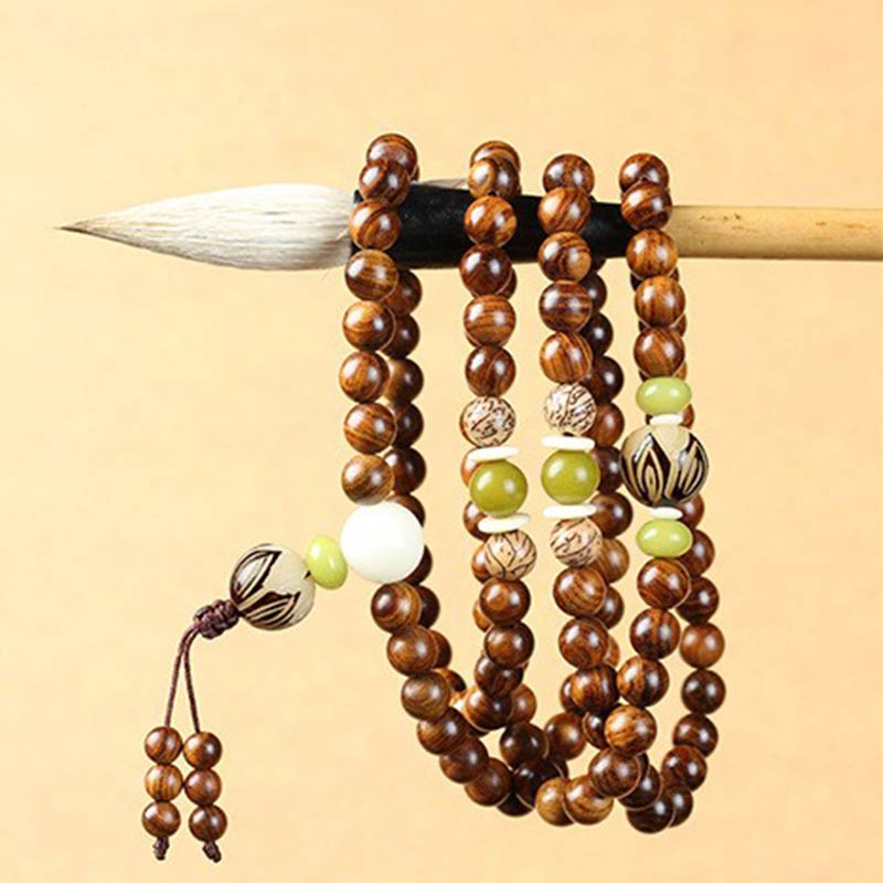 Buddha Stones Tibetisches Rosenholz Mala Schutz-Ruhe-Armband - image 3
