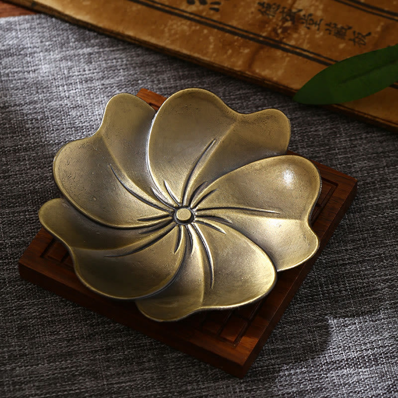 Buddha Stones, Lotus, Drache, Phönix, acht glückverheißende Symbole, Zinklegierung, Räucherstäbchenhalter, heilende Räuchergefäß-Dekoration - Lotusbronze (ohne Räucherloch) - image 13