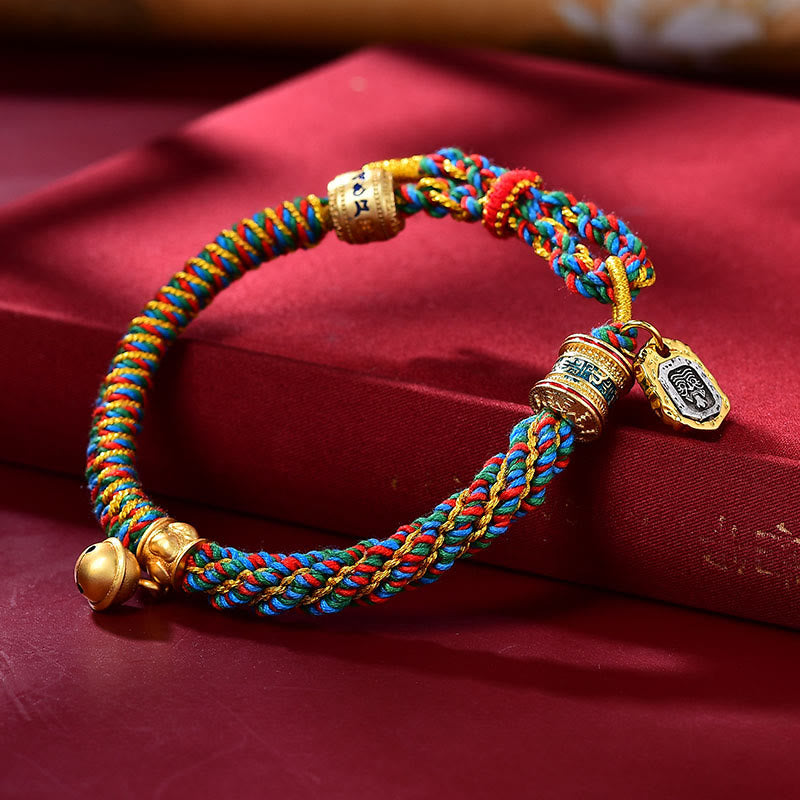 Buddha Stones Tibetisches Om Mani Padme Hum geschnitztes Zakiram-Göttin des Reichtums-Charm-Amulett-Armband - Mehrfarbig (Handgelenkumfang 14–20 cm) - image 1