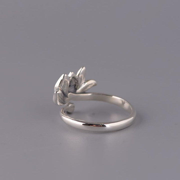 Buddha Stones 925 Sterling Silber Lotusblume Neuanfang Verstellbarer Ring - image 3
