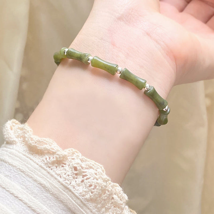 Buddha Stones Armband aus 925er-Sterlingsilber, Bambus-Jade, Glückskatze, Fu-Charakter, Glücksfülle - image 6