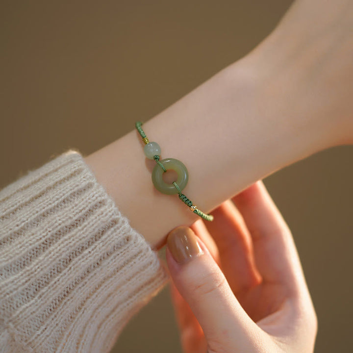 Buddha Stones Lotus Jade Friedensschnalle Perlen Glücksbringer Armband - image 7