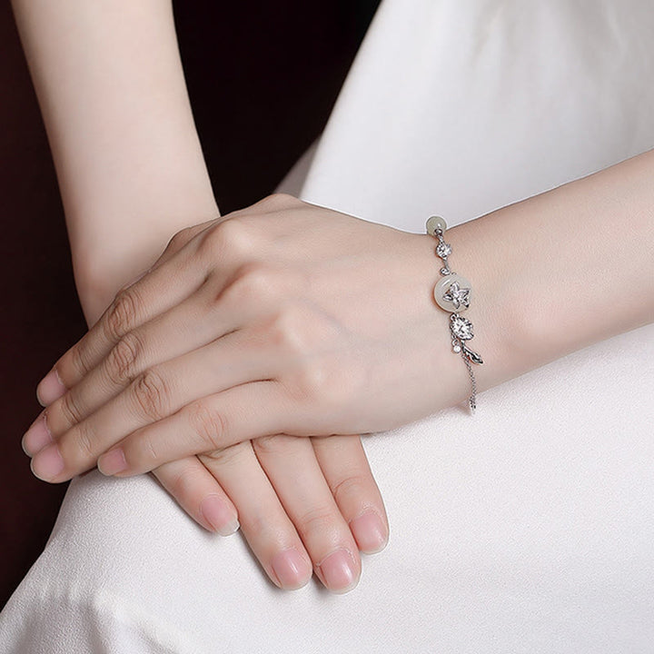 Buddha Stones 925 Sterling Silber Hetian Jade Friedensschnalle Lotus Glückskettenarmband - image 10