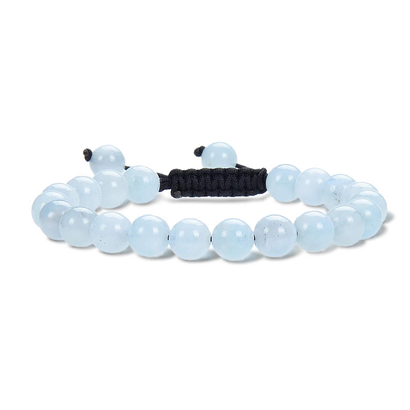 Buddha Stones, natürliche Heilkraft, Edelstein-Kristallperlen, Unisex, verstellbares Makramee-Armband - Aquamarin - image 7
