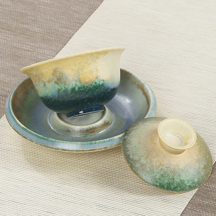 Buddha Stones Green Ocean Waves Design Porzellan Keramik Gaiwan Sancai Teetasse Kung Fu Teetasse und Untertasse mit Deckel - image 6