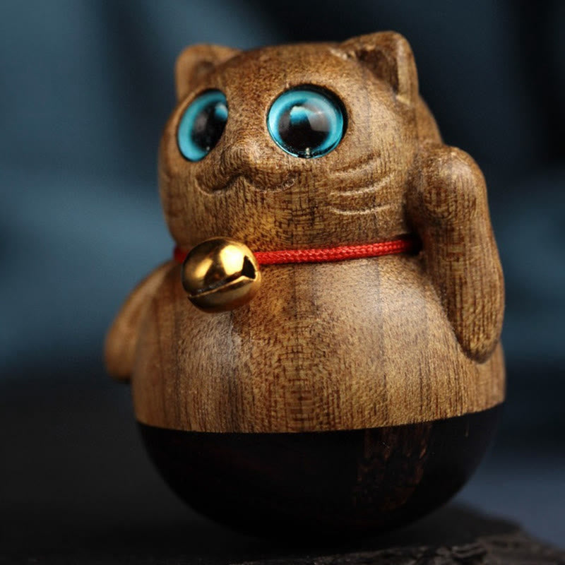 Buddha Stones Mini Glückskatze Kätzchen Phoebe Zhennan Segensdekoration aus Holz - image 12
