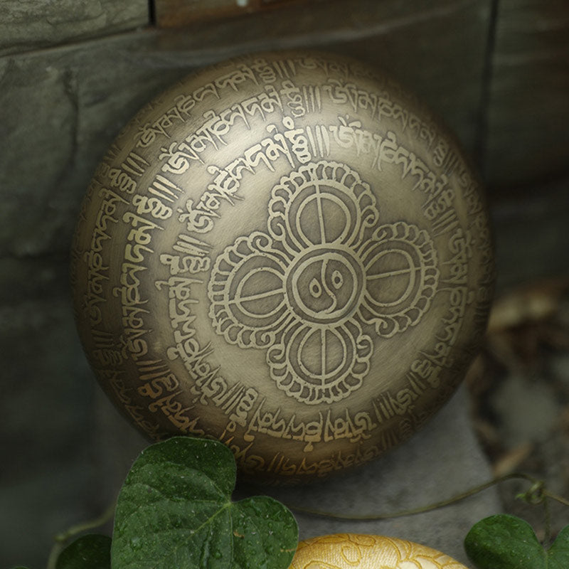 Tibetische Klangschale, handgefertigt für Konzentration und Meditation, friedvolles Glück, Klangschalen-Set - image 10