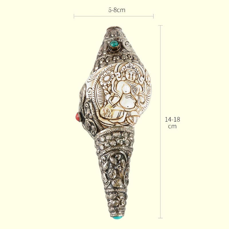 Tibetische handgefertigte gravierte Shankha-Buddha-Muschelmuschel, Reichtum, positive Dekoration - image 19