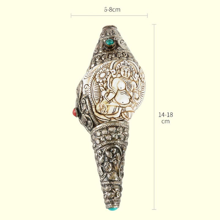 Tibetische handgefertigte gravierte Shankha-Buddha-Muschelmuschel, Reichtum, positive Dekoration - image 19