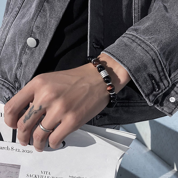 Buddha Stones natürliches schwarzes Obsidian-Tigerauge-Armband zur Krafterfüllung - image 15