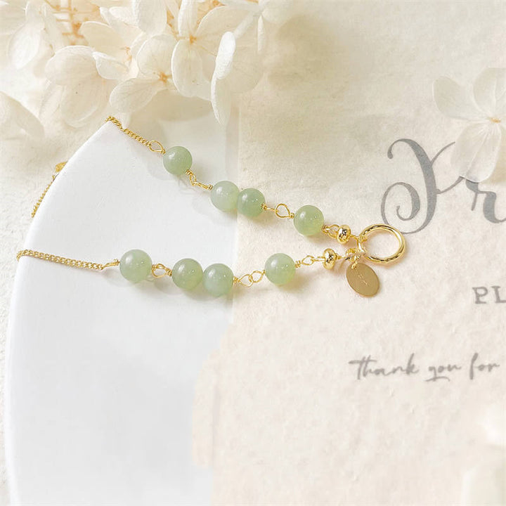 Buddha Stones Einzigartiges Glücksperlenarmband aus natürlicher Hetian-Jade mit 14-karätigem Gold gefüllt - image 9