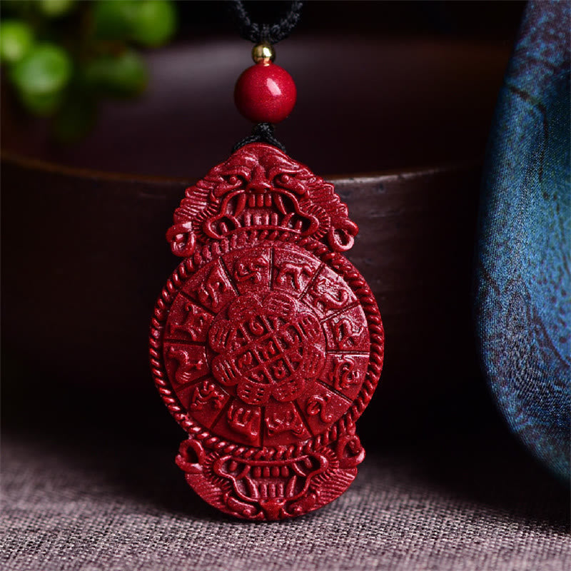 Buddha Stones, lachender Buddha, Yin-Yang, chinesischer Sternzeichen-Kürbis, natürlicher Zinnober-Segen-Halsketten-Anhänger - Chinesisches Sternzeichen 37*23*10mm - image 15