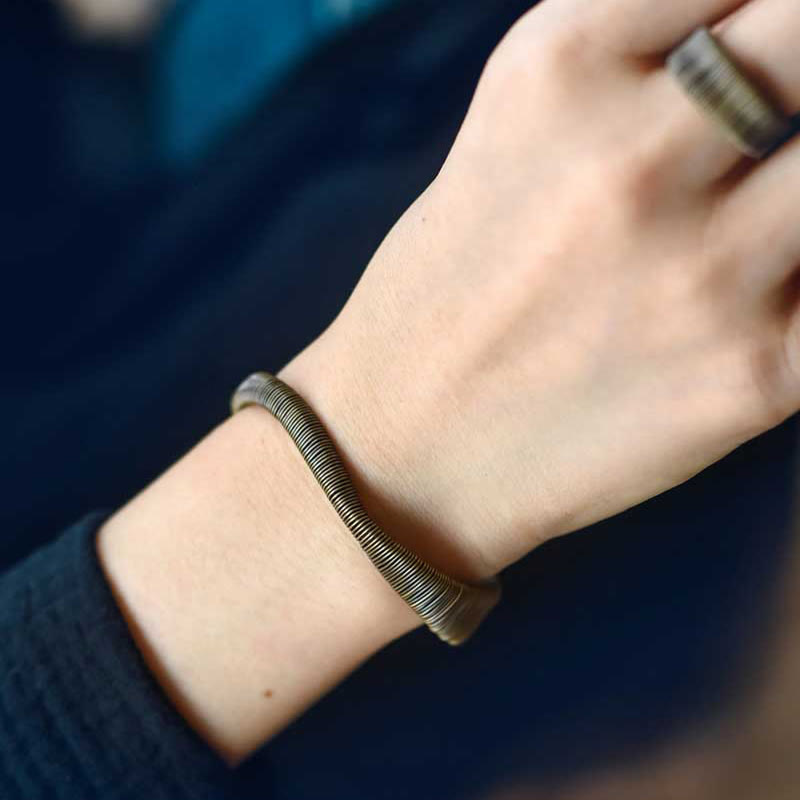 Buddha Stones, schlichtes Design, umwickeltes Messing-Kupfer-Armband, Glücksbringer, verstellbar - image 9