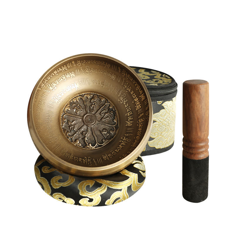 Buddha Stones Tibetische Meditations-Klangschale, handgefertigt für Heilung und Achtsamkeit, Klangschalen-Set - Schwarz - image 0