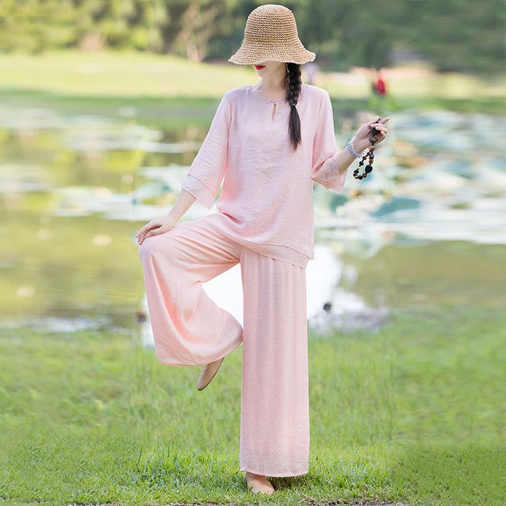 Tai Chi Meditation Gebet Zen Spirituelle Morgenpraxis Kleidung Damen Set - image 23