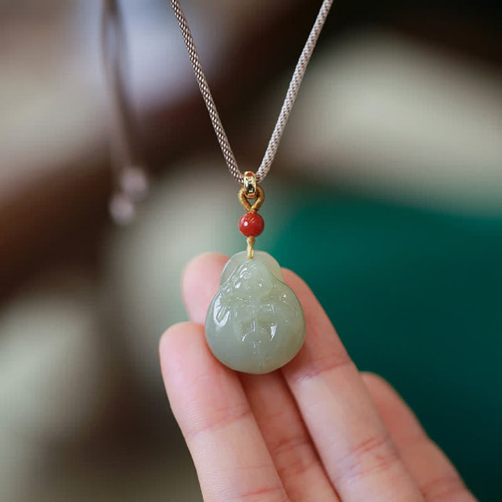 Lachender Buddha Hetian Jade Reichtum Wohlstand String Halskette Anhänger - Hetian Jade (Wohlstand ♥ Überfluss) - image 1