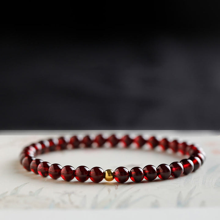 Buddha Stones 999 Gold Koi-Fisch-natürliches Granat-Schutzarmband - 5mm-Granat&Gold Perle - 17 cm - image 11
