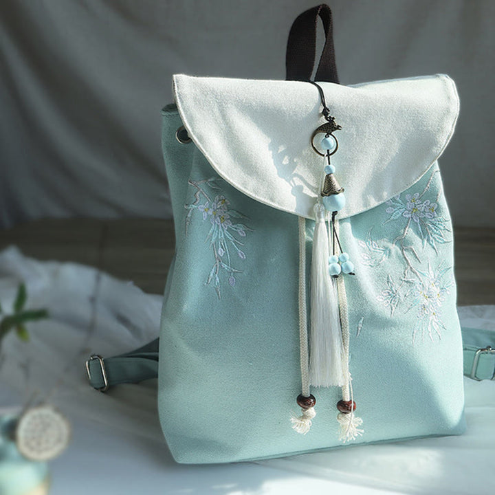 Handgemachter, bestickter Canvas-Rucksack mit Buddha Stones und großer Kapazität - image 10