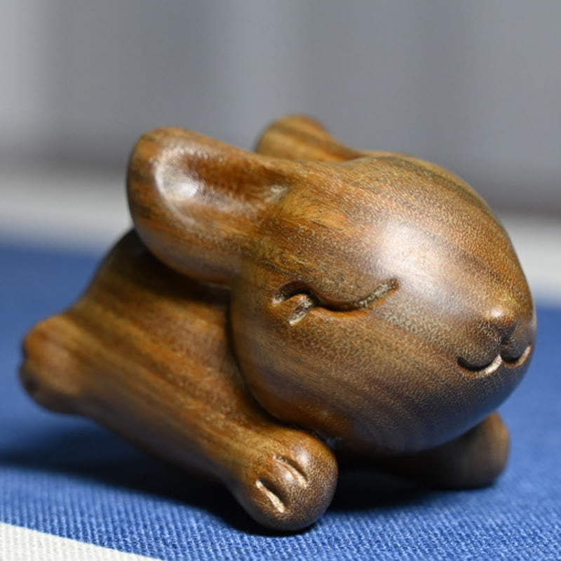 Buddha Stones Green Sandelwood Small Mini Cute Rabbit Bunny Peace Dekorationen - image 4