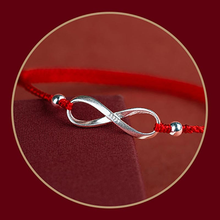 Buddha Stones 925 Sterling Silber Endless Knot Protection Luck Red String Armband Fußkettchen - image 11