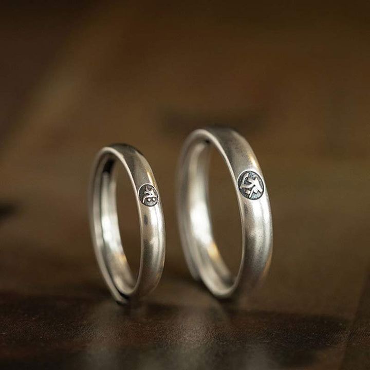 Buddha Stones 925 Sterling Silber Chinesischer Sternzeichen Natal Buddha Segen Paar Ring - image 2