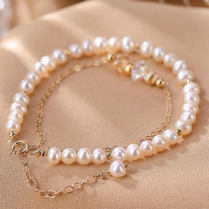 Buddha Stones 925 Sterling Silber plattiert 14 Karat Gold Naturperlen Kristall Heilung Doppellagiges Armband - image 6
