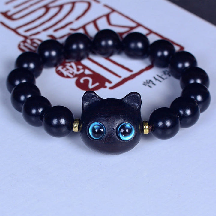Buddha Stones, Ebenholz, Liuli-Glas, hübsches Katzen-Peace-Balance-Armband - Ebenholz 12 mm * 15 Perlen (Handgelenkumfang 14–16 cm) - image 13