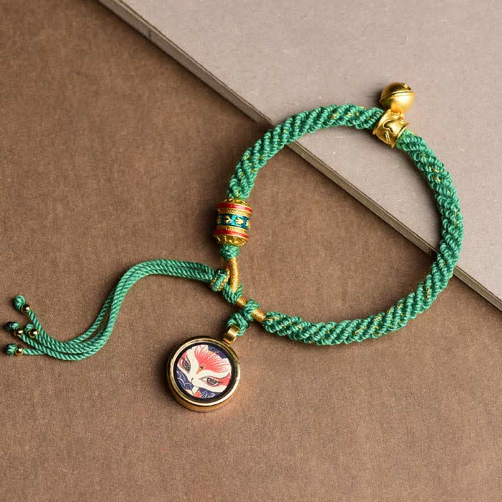 Buddha Stones tibetischen fünf Gott des Reichtums Thangka Glück Gebetsrad Glocke Zopf String Armband