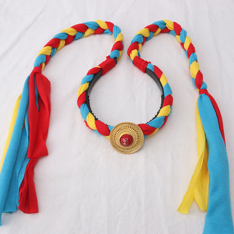 Tibetische bunte Quastenperlen Haarschmuck Haarschmuck - Gelb - Korn - image 13