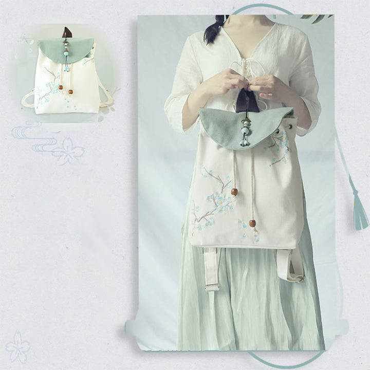 Handgemachter, bestickter Canvas-Rucksack mit Buddha Stones und großer Kapazität - image 21