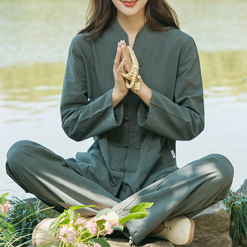 Spirituelle Zen-Praxis, Yoga, Meditation, Gebetsuniform, Baumwoll-Leinen-Kleidung, Damen-Set - image 0