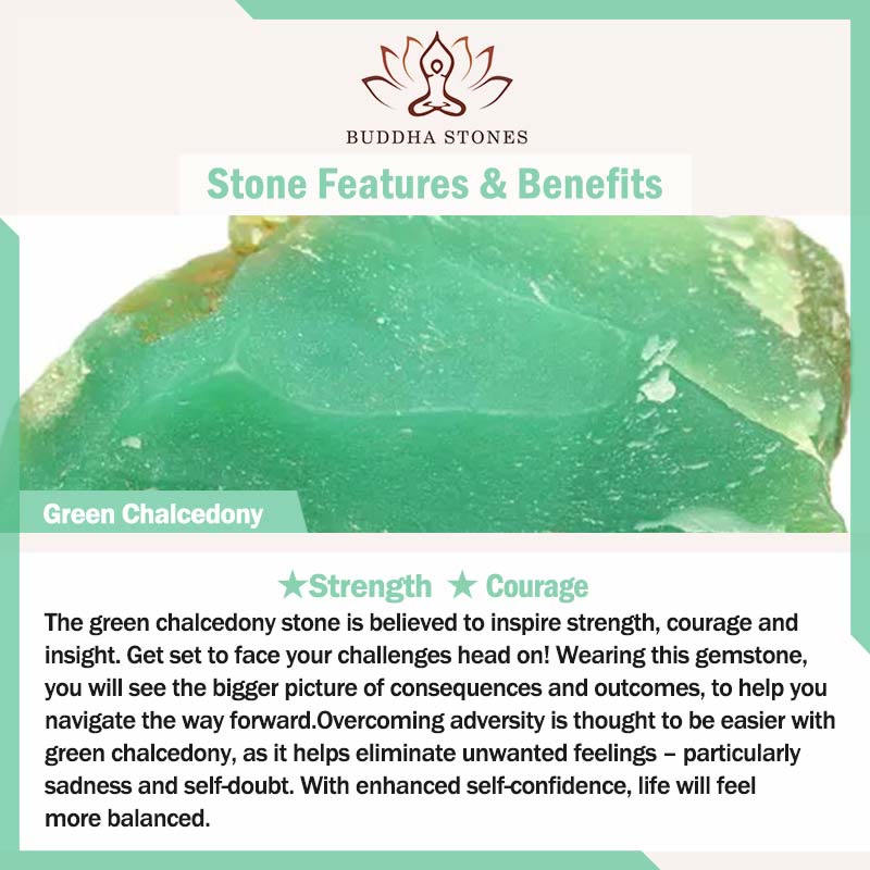 Buddha Stones Grüner Chalcedon Hohlmuster Stärke Verstellbarer Ring