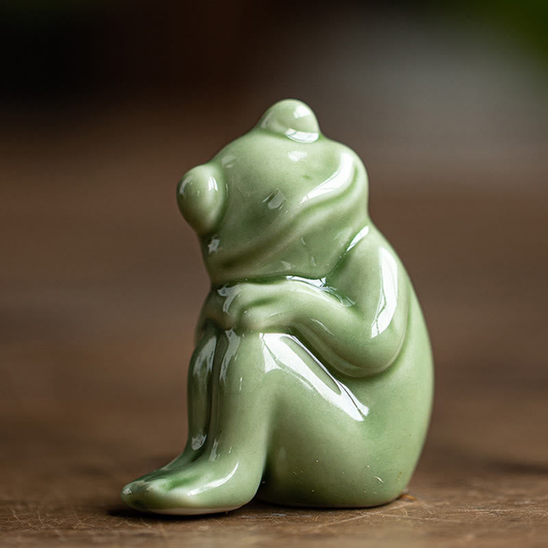Buddha Stones, Mini, klein, Meditation, Lotus, ruhender Frosch, Keramik, Reichtum, Glück, Zuhause, Tee, Haustier, Figur, Dekoration - Ruhender kleiner Frosch 4,5 x 3,2 x 5,7 cm - image 11