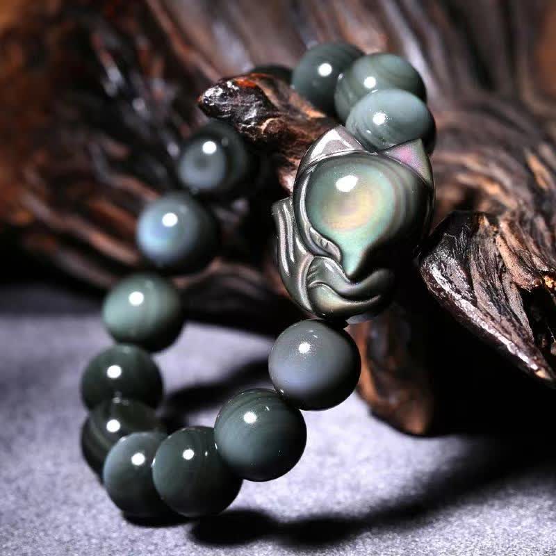 Buddha Stones Regenbogen-Obsidian-Fuchs-heilendes positives Armband - image 1