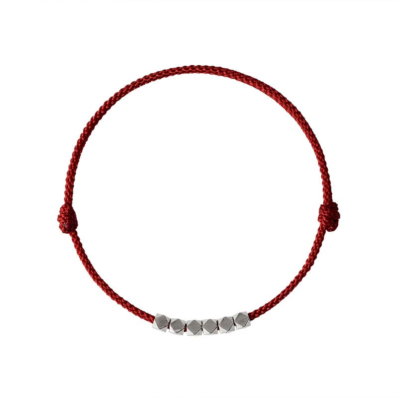 Buddha Stones 925 Sterling Silber Rote Schnur Geflecht Armband Fußkettchen