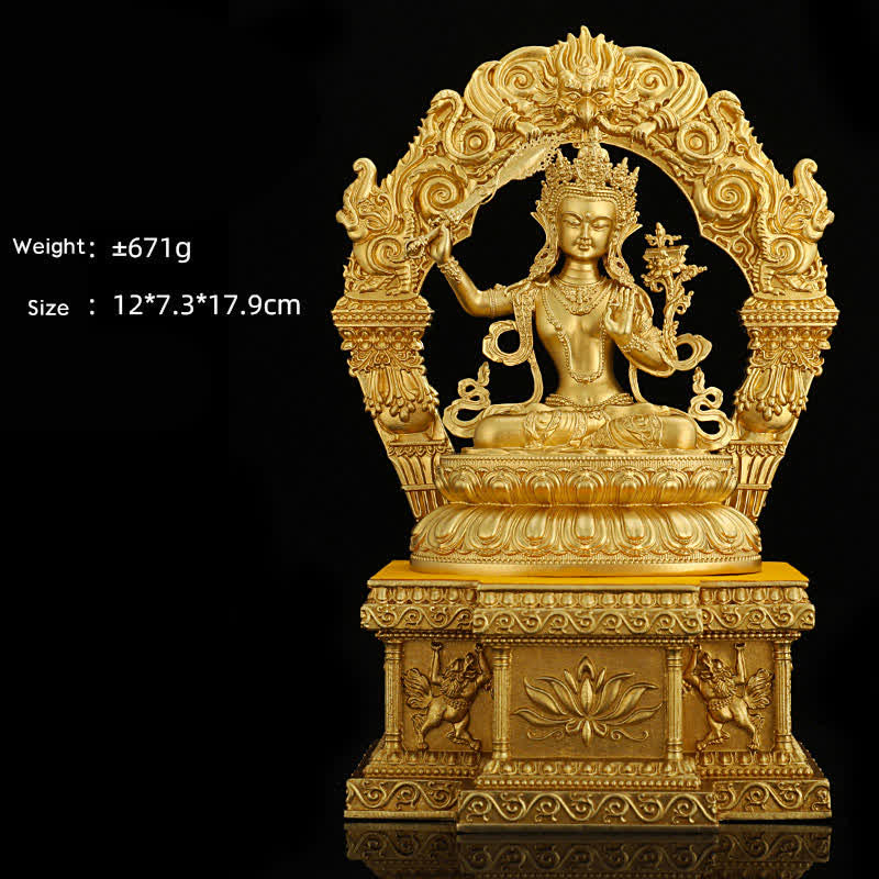 Shakyamuni Amitabha Medizin-Buddha-Figur, Gelassenheit, Kupferstatue, Heimdekoration - 10 cm Manjushri Bodhisattva & Sockel - image 11