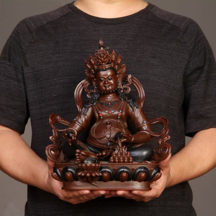Gelbe Jambhala Bodhisattva Figur Mitgefühl Kupfer Statue Home Office Dekoration - image 3