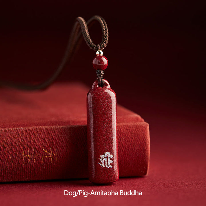 Chinesischer Sternzeichen-Natal-Buddha-Zinnober-Amulett-Schutzschnur-Halskettenanhänger - Braun - Hund/Schwein-Amitabha Buddha - image 17