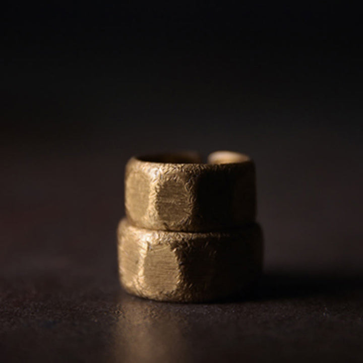 Buddha Stones Tibetischer schlichter Reichtumsring aus mattiertem Kupfer und Messing - image 16