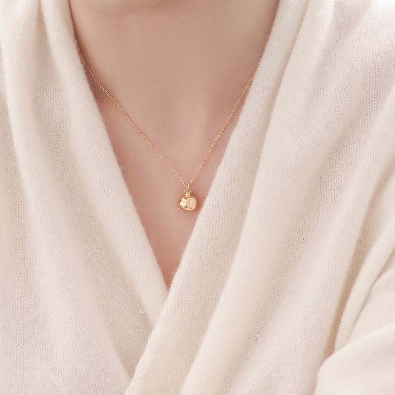 925 Sterling Silber 18 Karat vergoldet Granatapfel Granat Kristall Passion Charm Halskette Anhänger - image 4