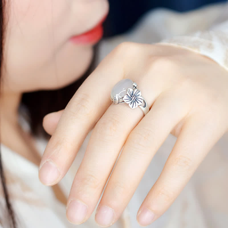 Ring für positive Harmonie aus 990er-Sterlingsilber mit natürlichem Chalcedon und Pflaume - image 4