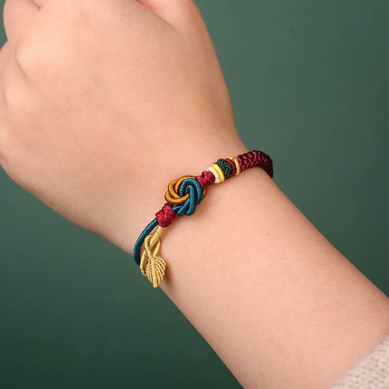 Buddha Stones Tibetisches handgefertigtes Mandala-Knoten-Blatt-Glücksseil-Armband - image 8