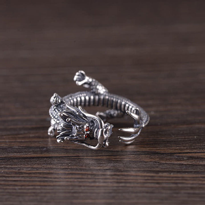 925 Sterling Silber Drachen-Glücksschutzring - image 5