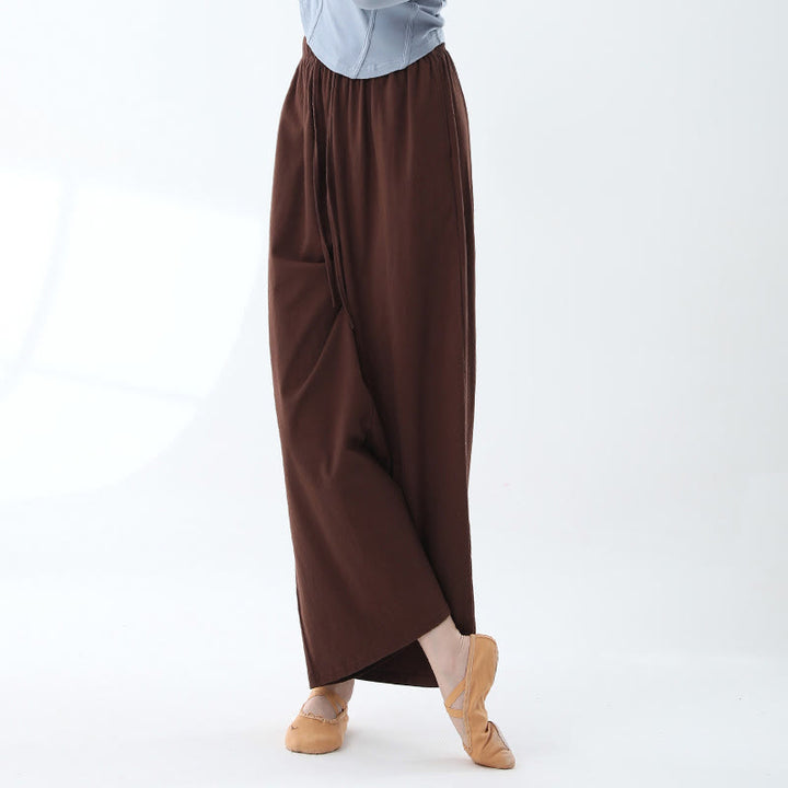 Buddha Stones Lockere Hose aus Baumwolle mit Kordelzug und weitem Bein für Yoga und Tanz mit Taschen
