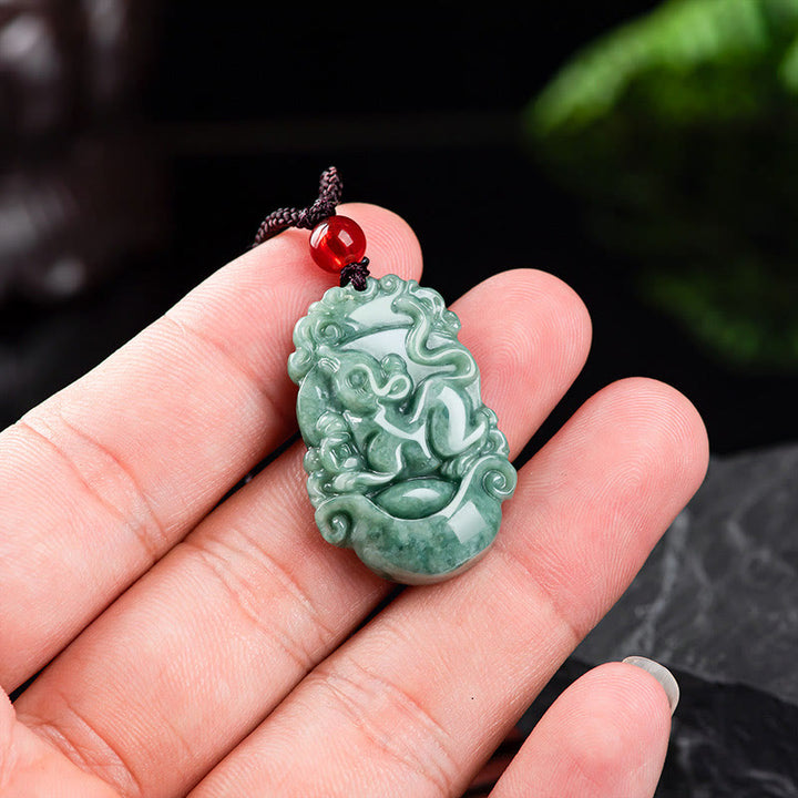 Buddha Stones, natürliche Jade, 12 chinesische Sternzeichen, Wohlstands-Halsketten-Anhänger