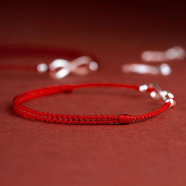 Buddha Stones 925 Sterling Silber Endless Knot Protection Luck Red String Armband Fußkettchen - image 10