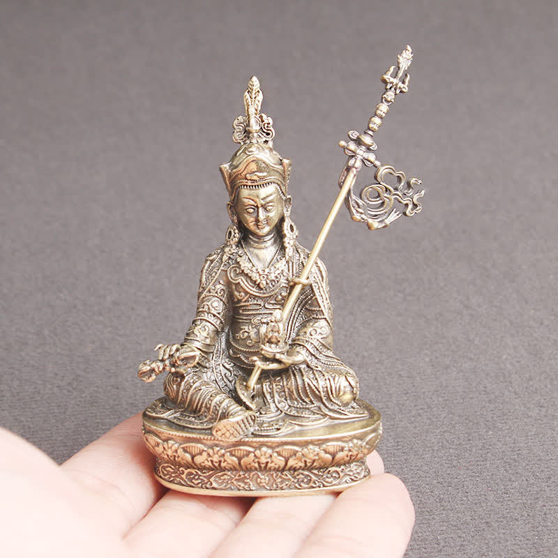 Padmasambhava Buddha Figur Gelassenheit Kupfer Statue Dekoration Tempel Ornament - image 2