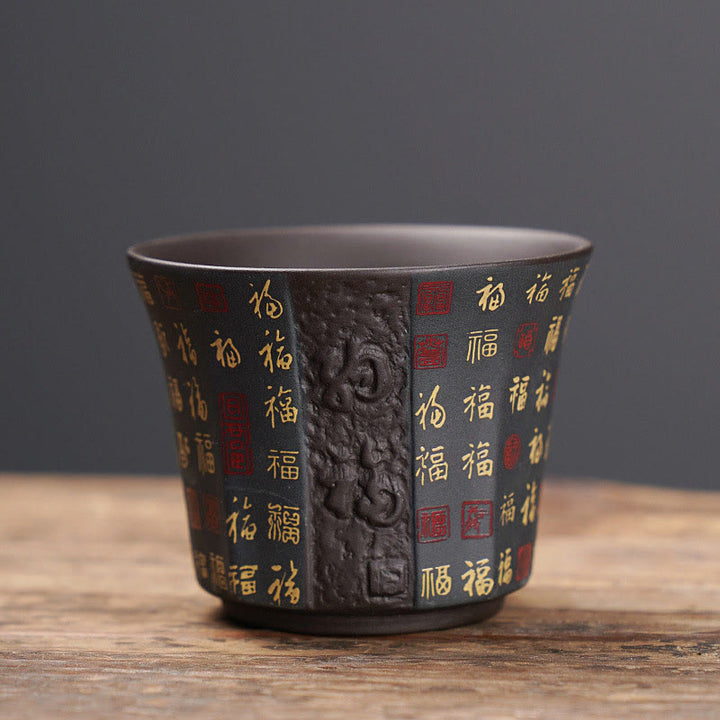 Buddha-Steine, kleine Fu-Figur, lila Ton, Keramik-Teetasse, Kung-Fu-Teetasse, 50 ml