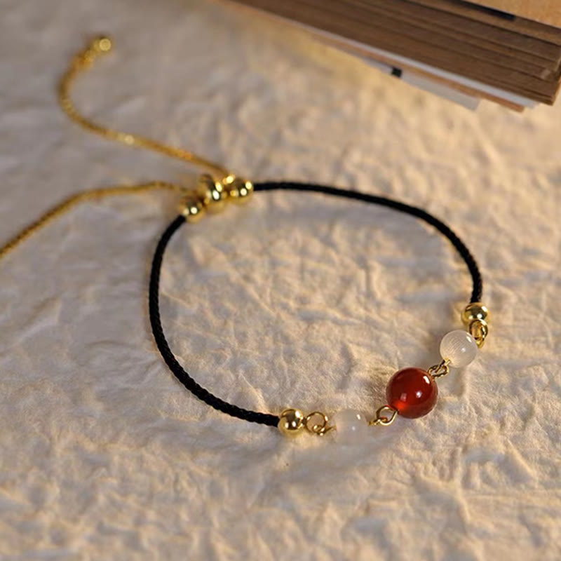 Buddha Stones Rotes Achat-Katzenaugen-Armband mit geflochtener Schnur - image 7